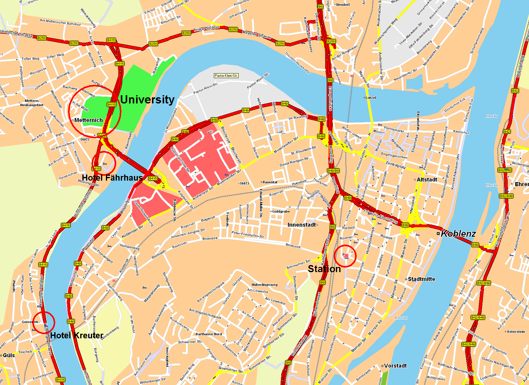Koblenz center Map