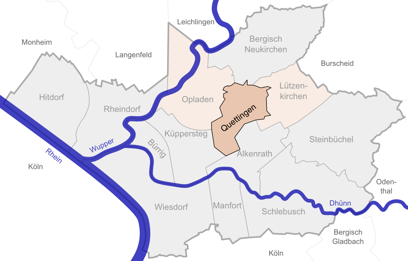 Leverkusen districts map