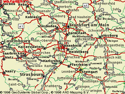Mannheim area map