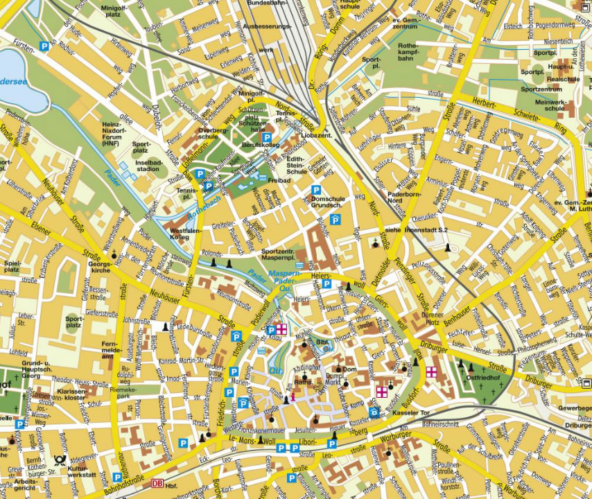 Paderborn city center map