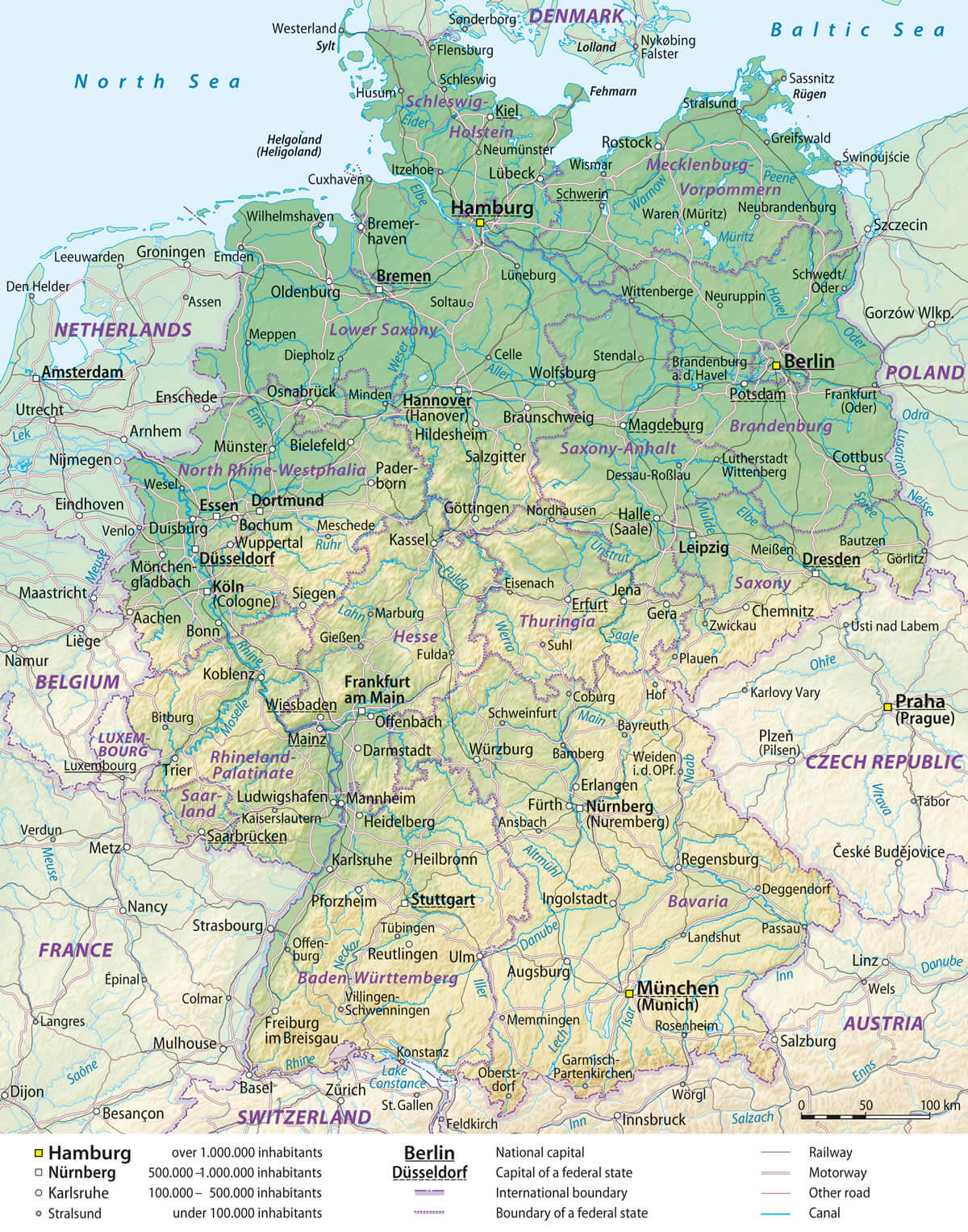 Physical Map of Germany