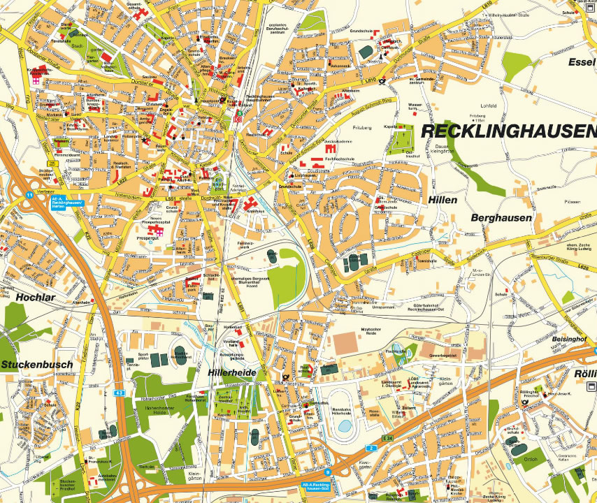 Recklinghausen city center map
