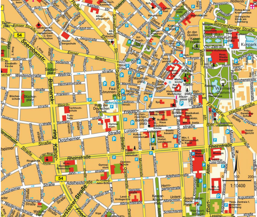 Wiesbaden city center map