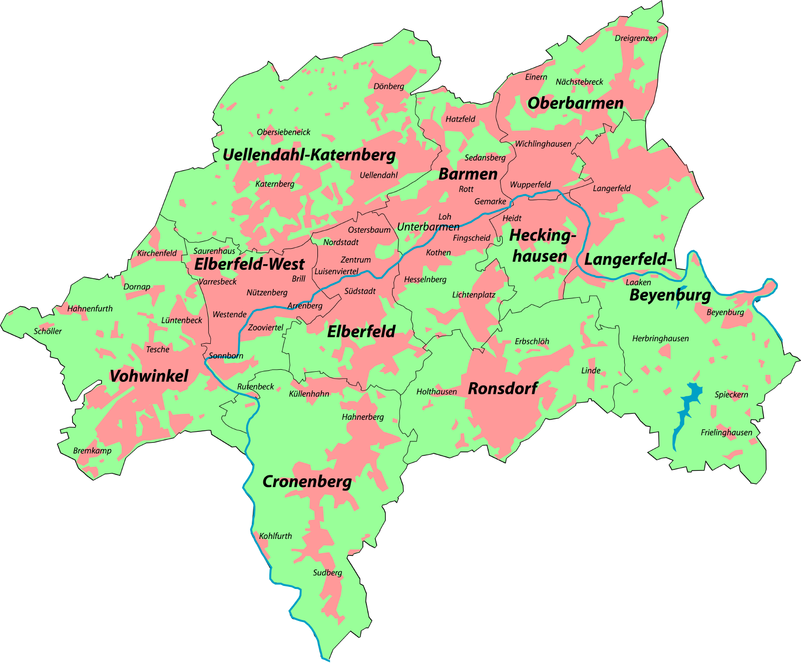 Wuppertal regional map