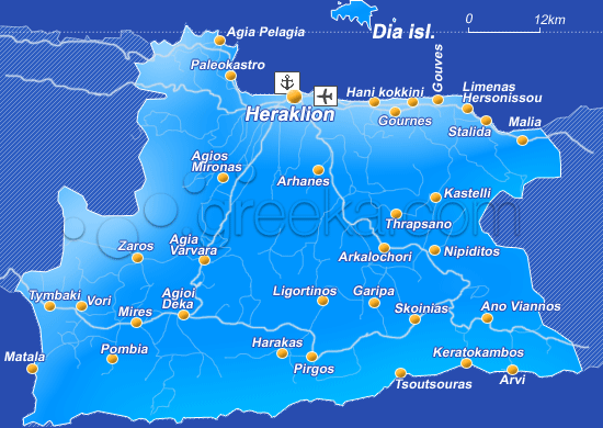 Heraklion districts map