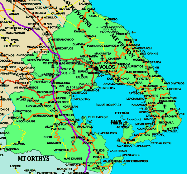 Volos area map