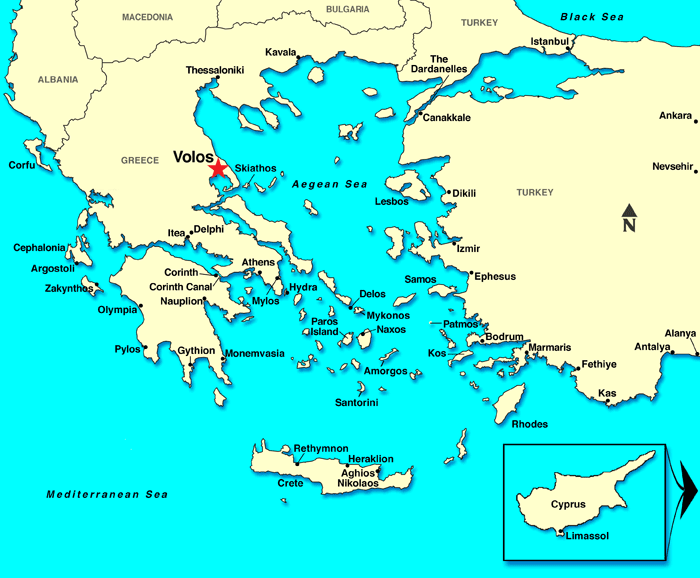 greece Volos map