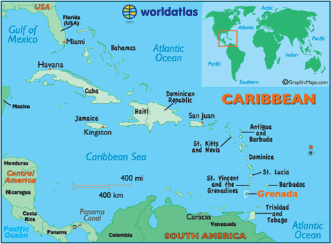 grenada map caribbean