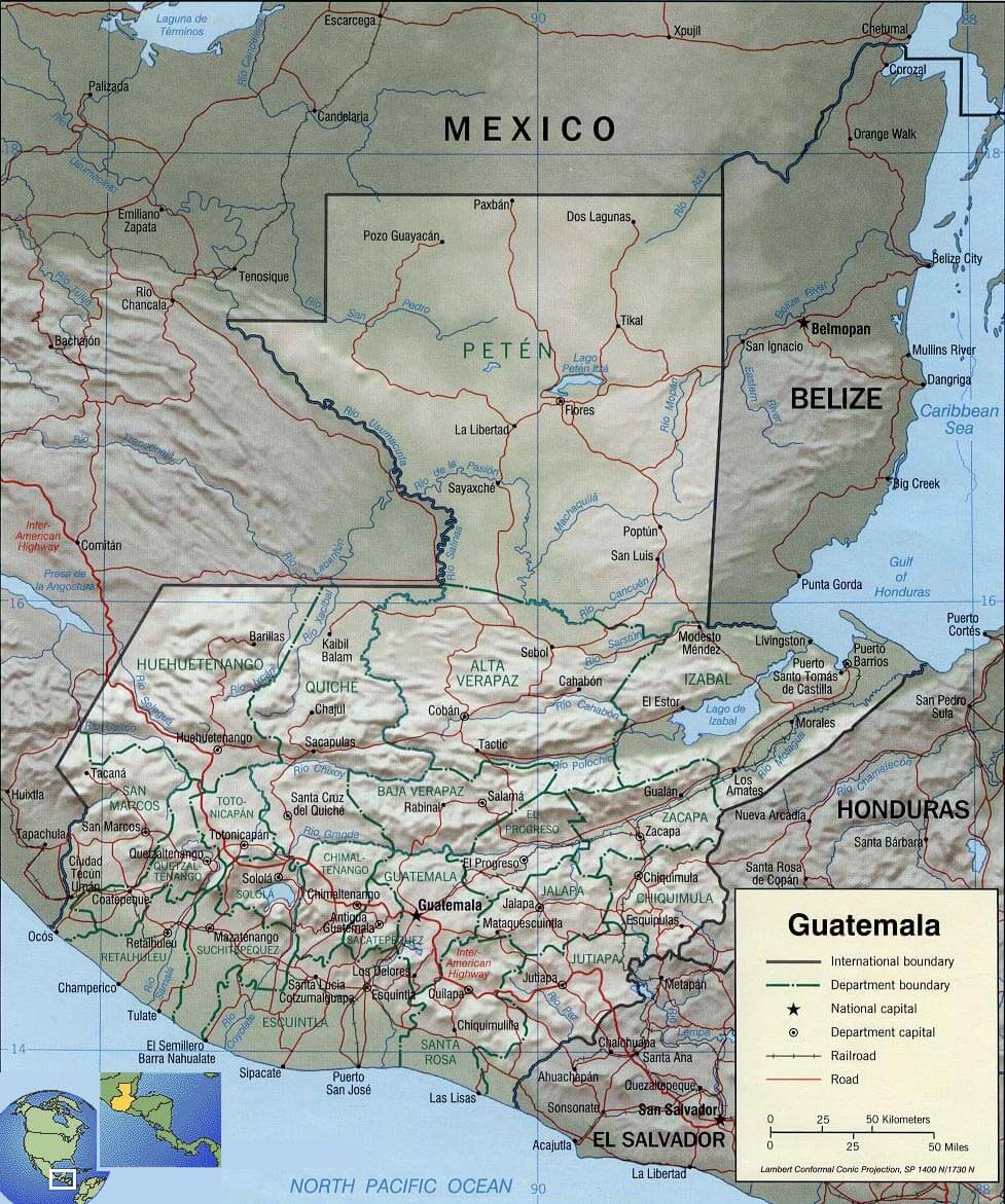 Map Of Guatemala Central America Map Of Guatemala Central America