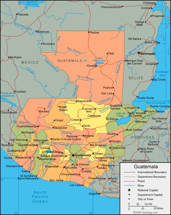 Map Of Guatemala Central America Map Of Guatemala Central America