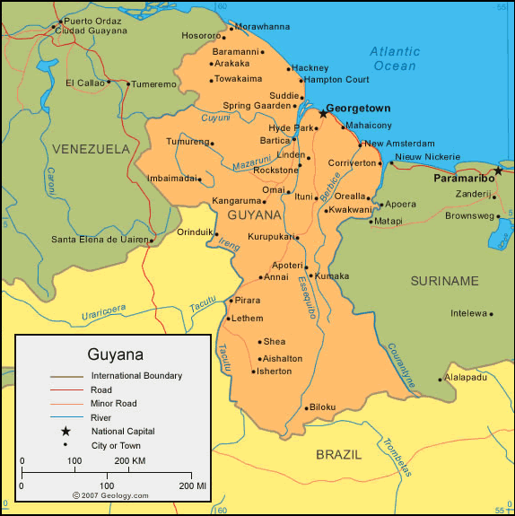 map of Guyana