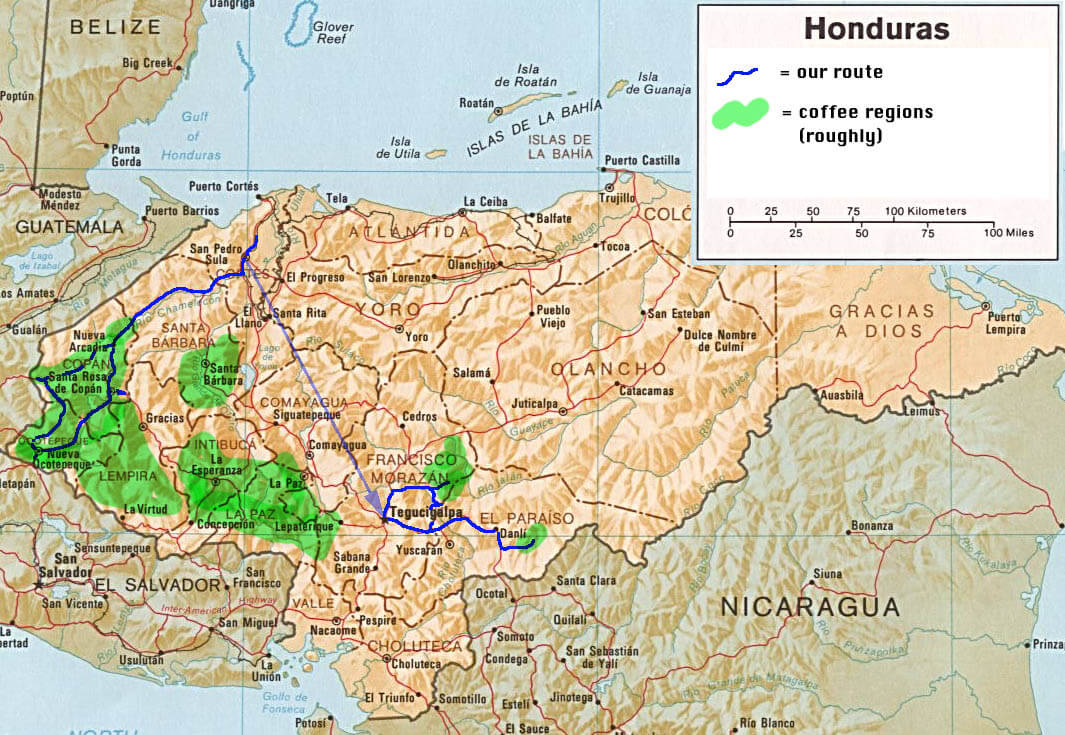 Honduras Map Coffee Regions