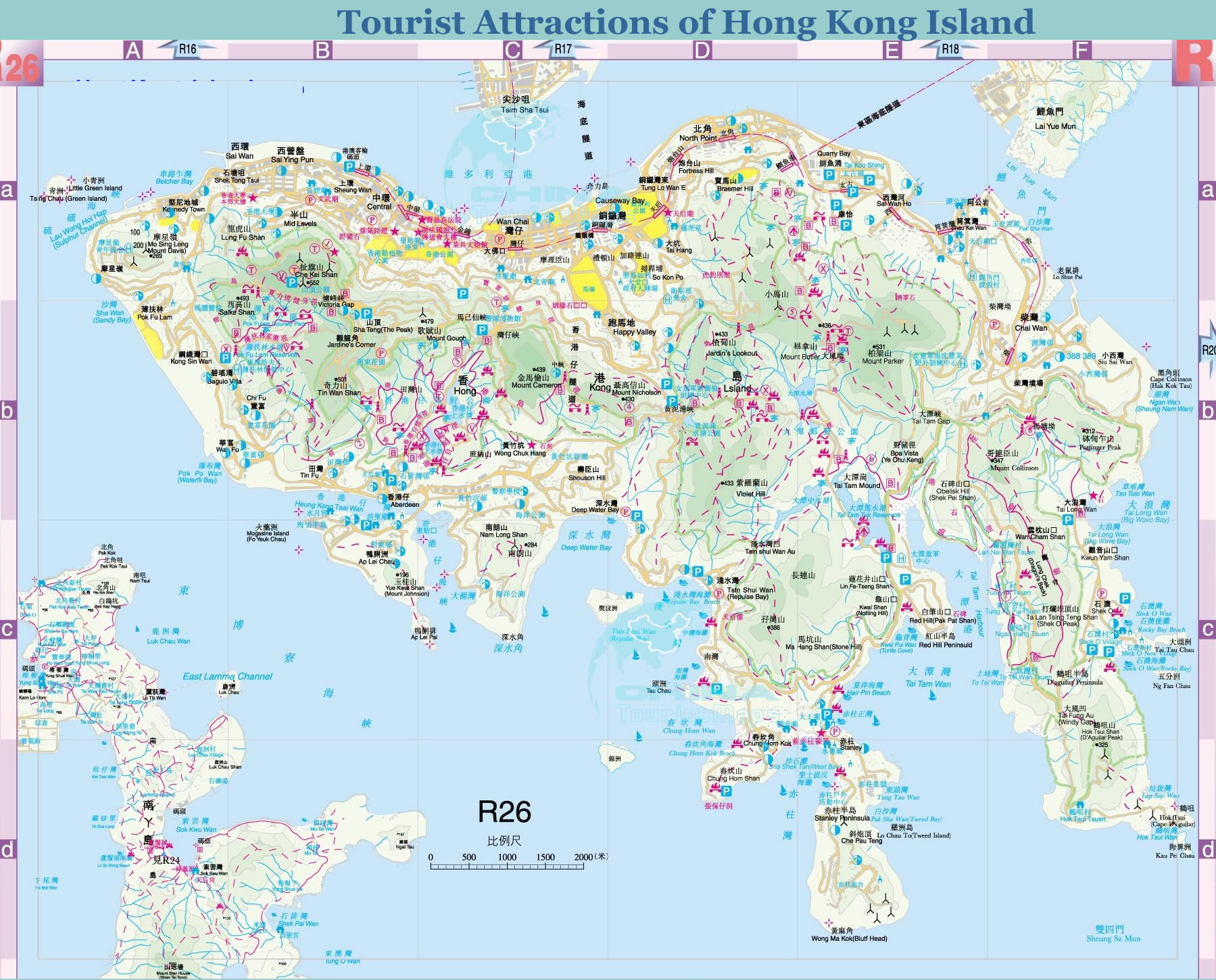 hong kong tourist attractions map