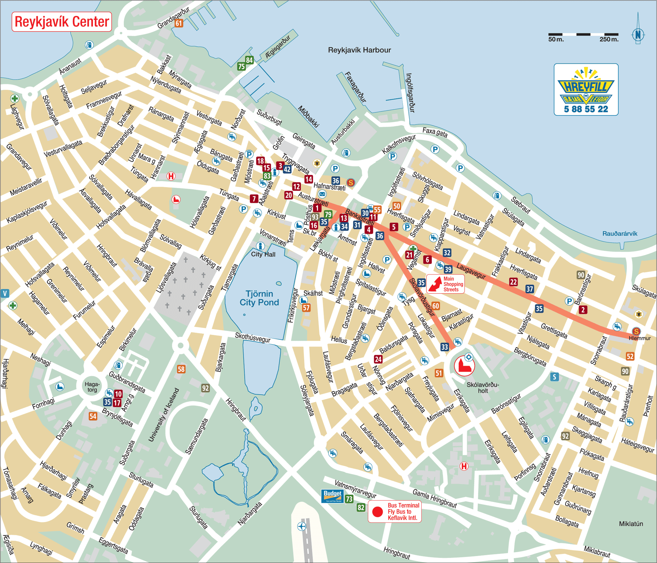 Reykjavik Tourist Map