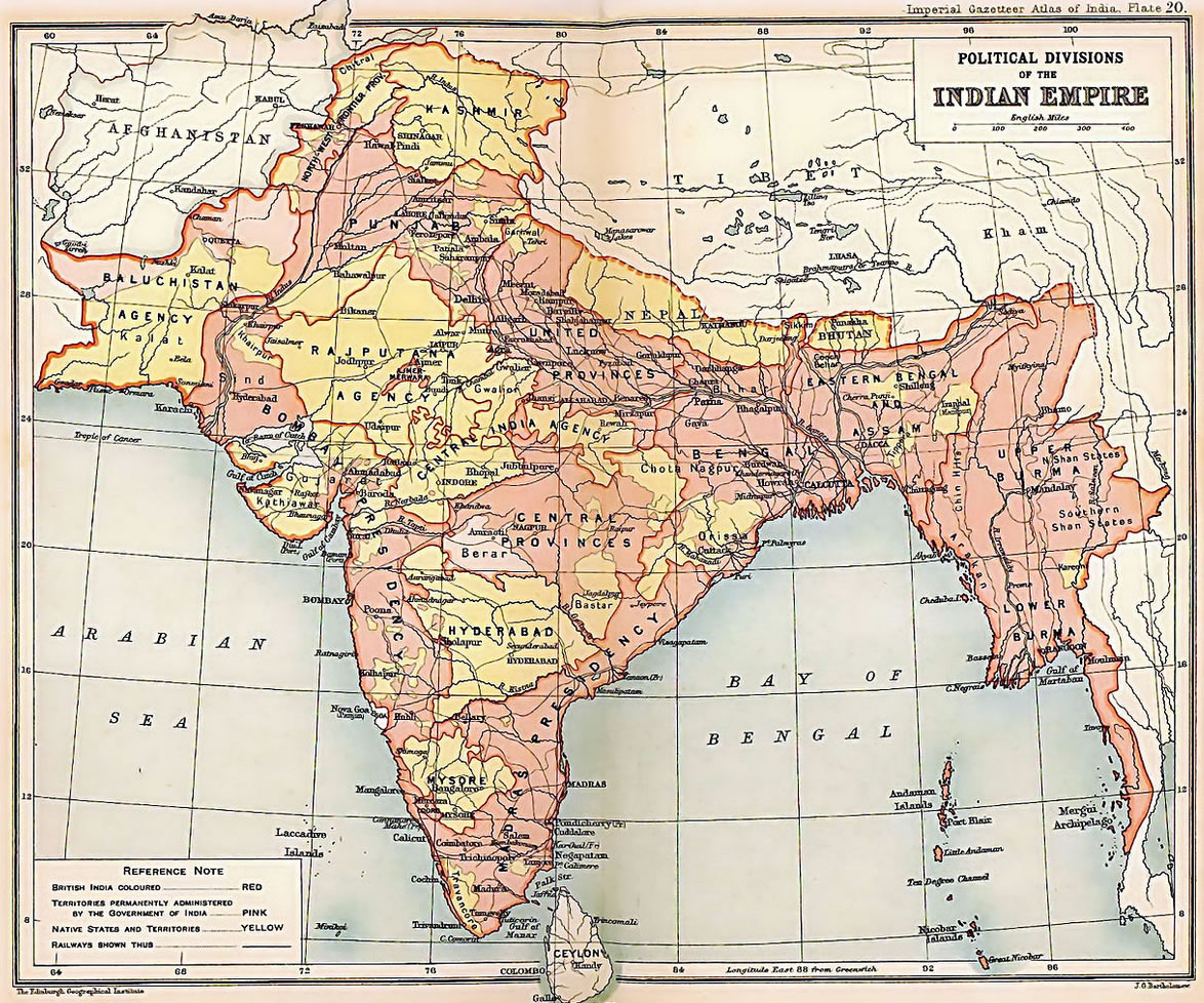 british indian empire map 1909