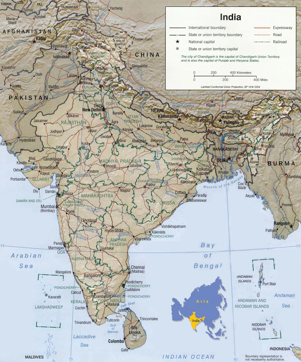 india physical map