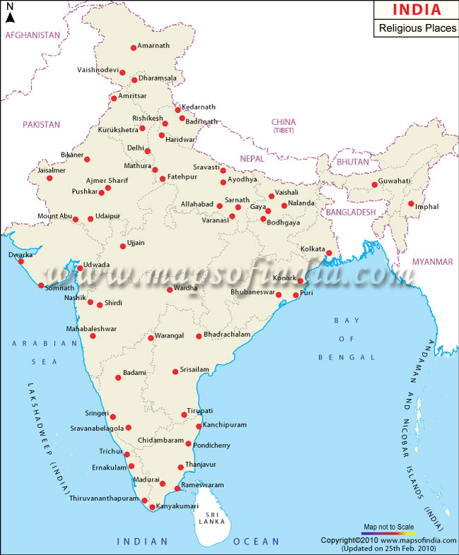 india religious places map