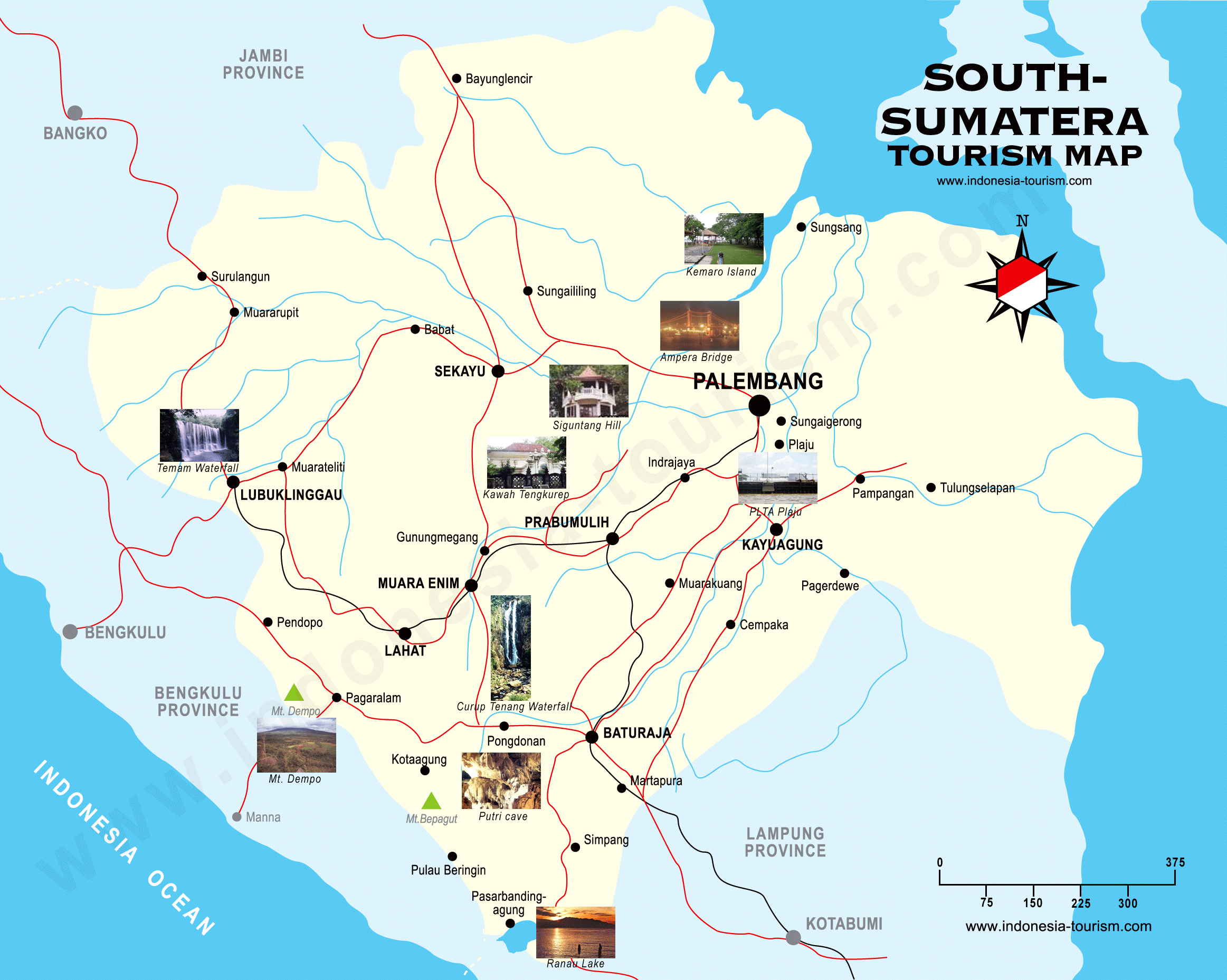 Palembang sumatera tourism map