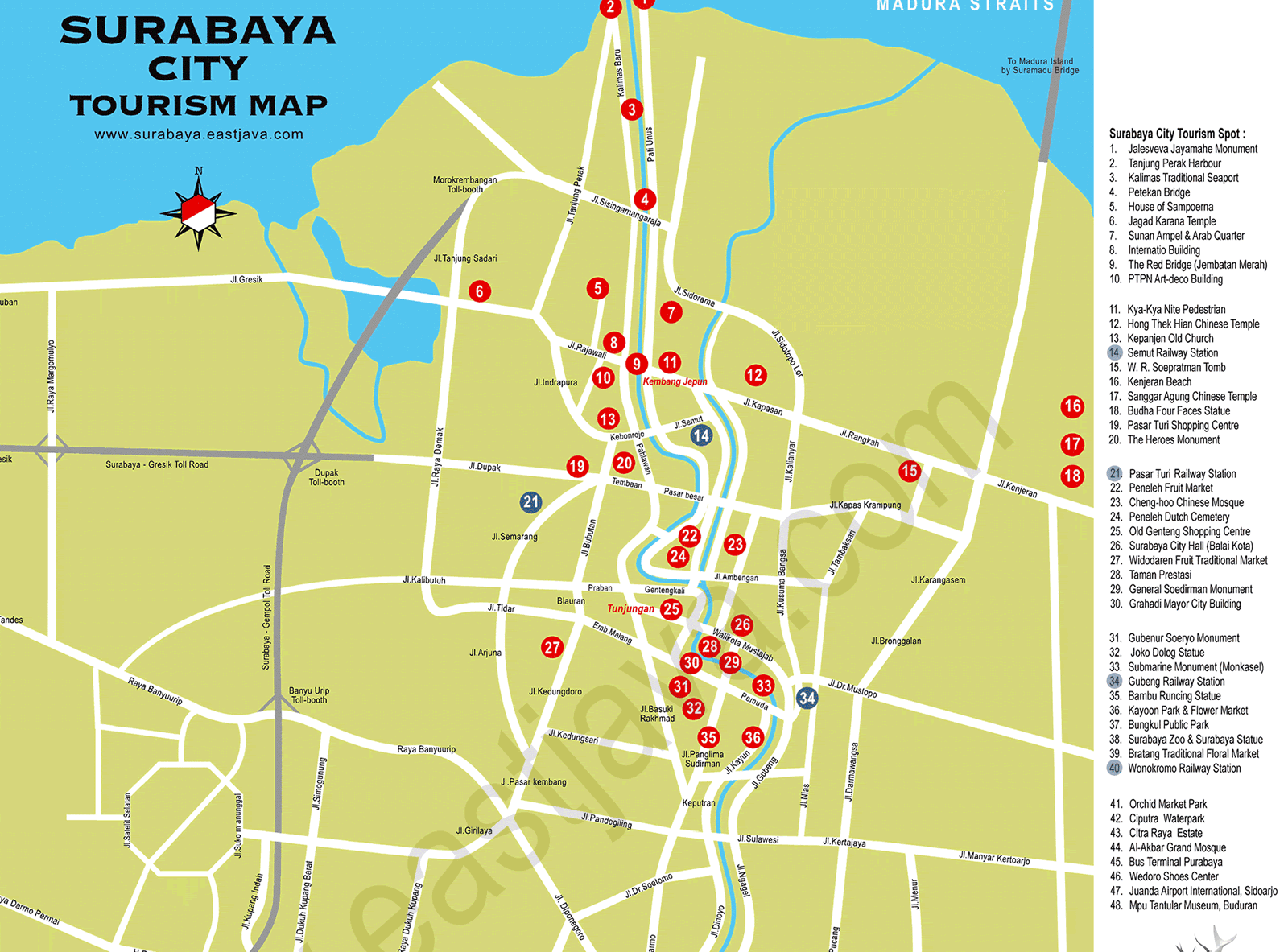 surabaya tourism map