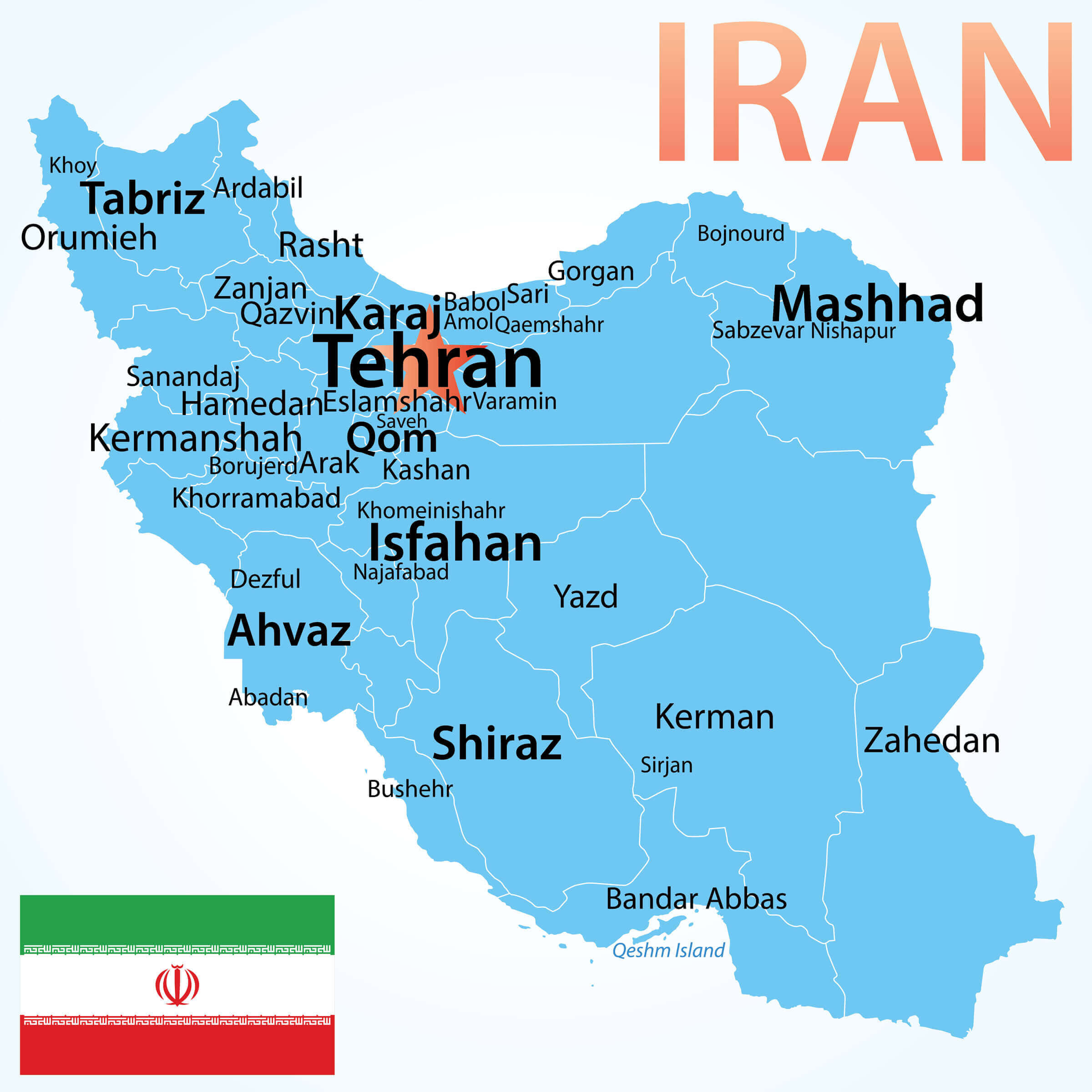 Cities map of Iran