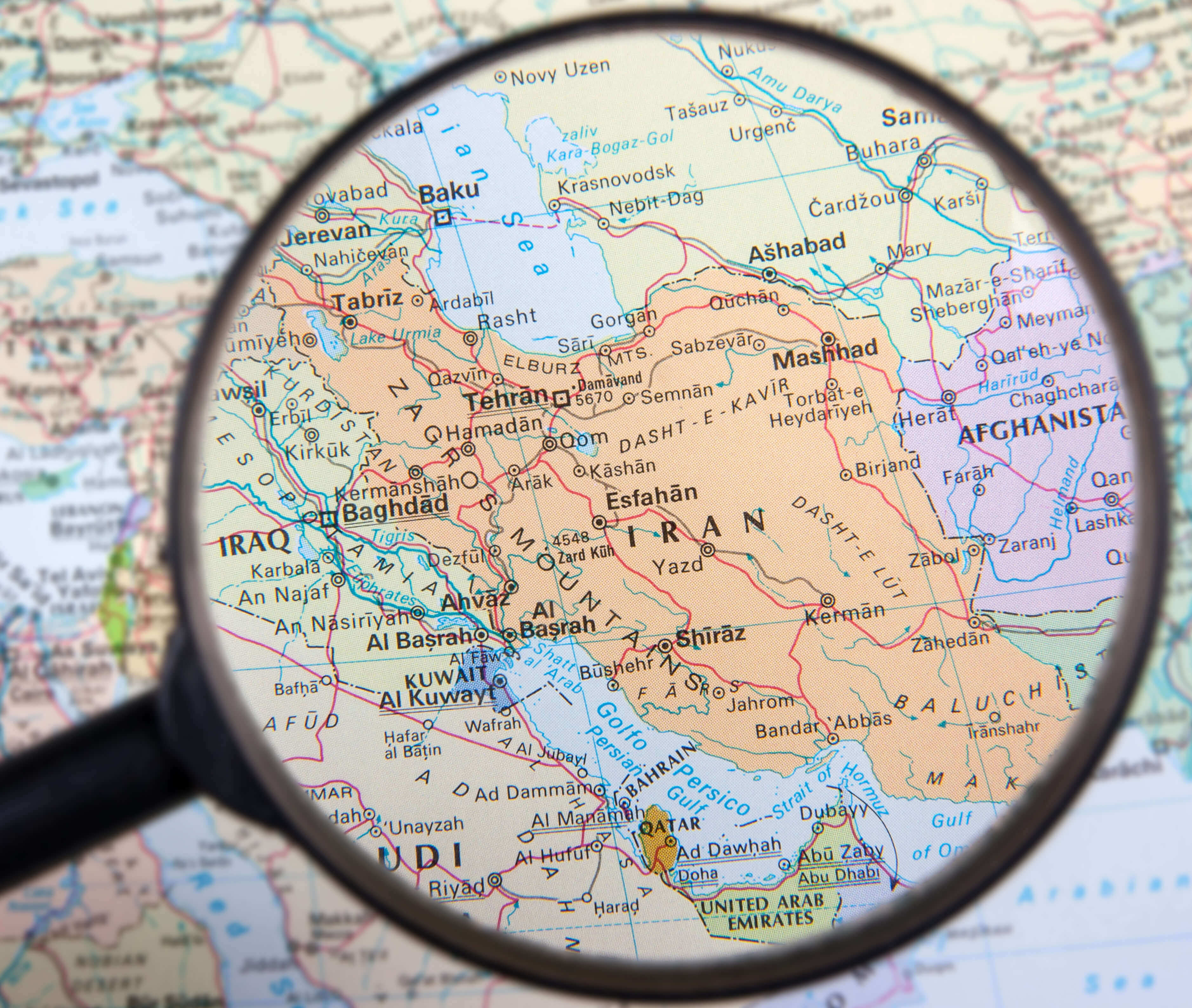 Iran highways map with cities