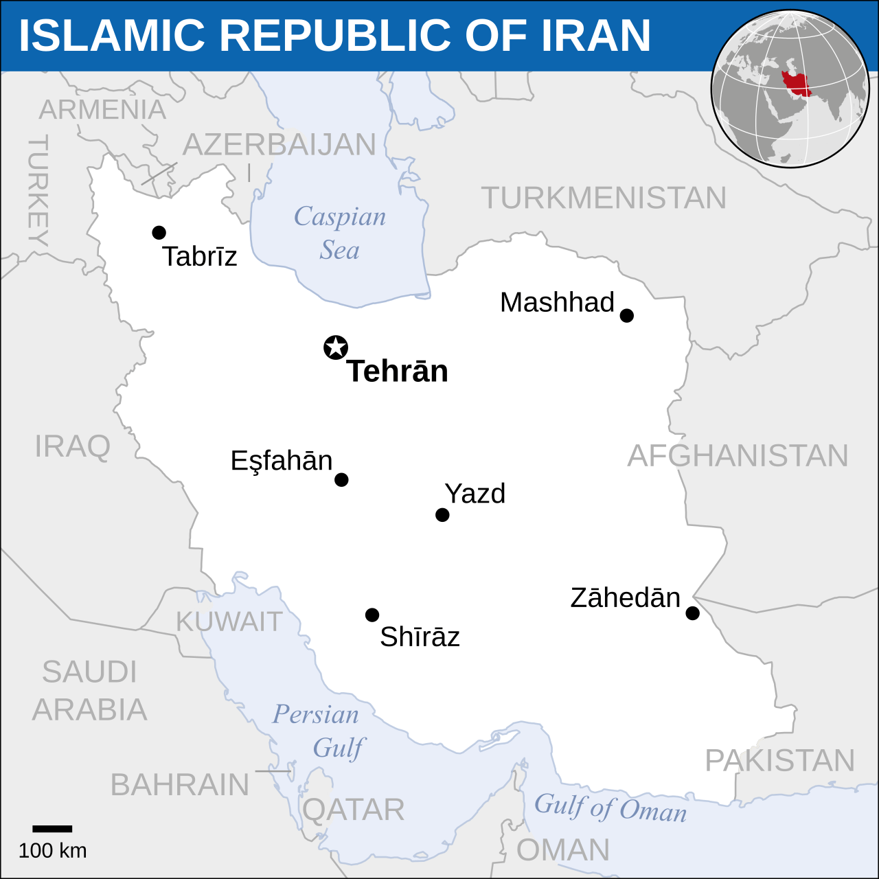 Iran location map with cities