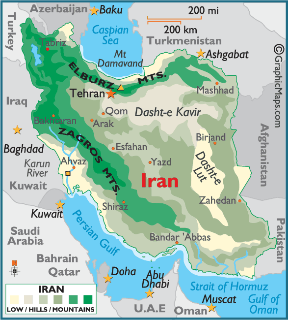 Iran Map And Iran Satellite Images