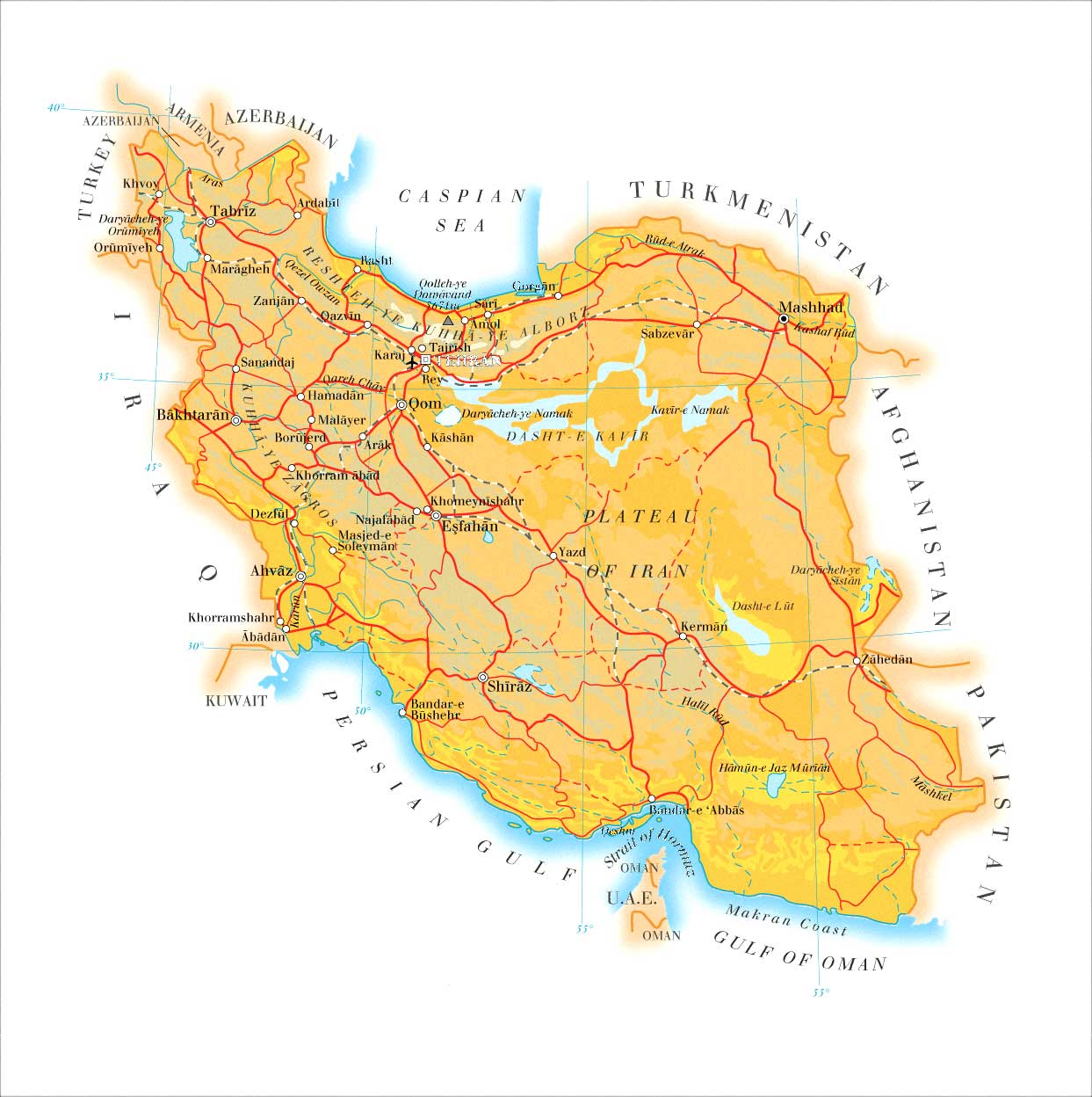 rail map of iran