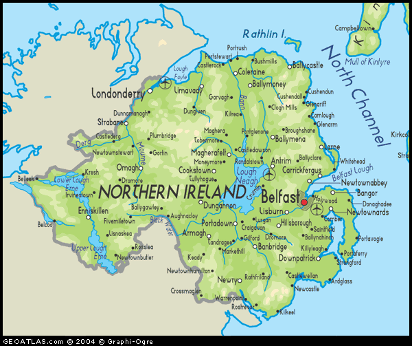 physical map of northern ireland Belfast