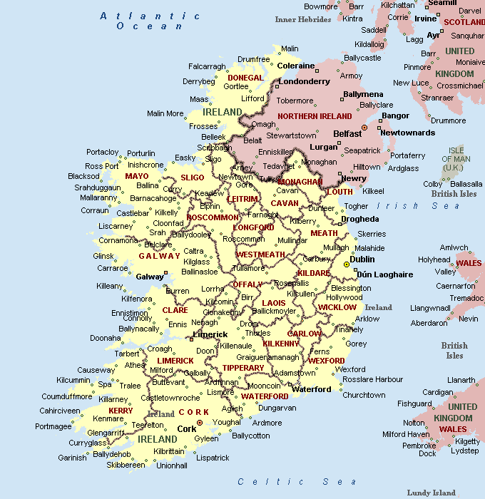 ireland cities map