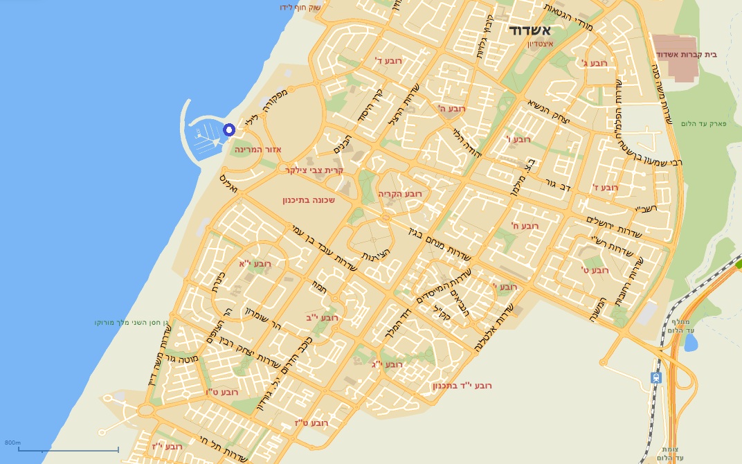 Ashdod map hebrew