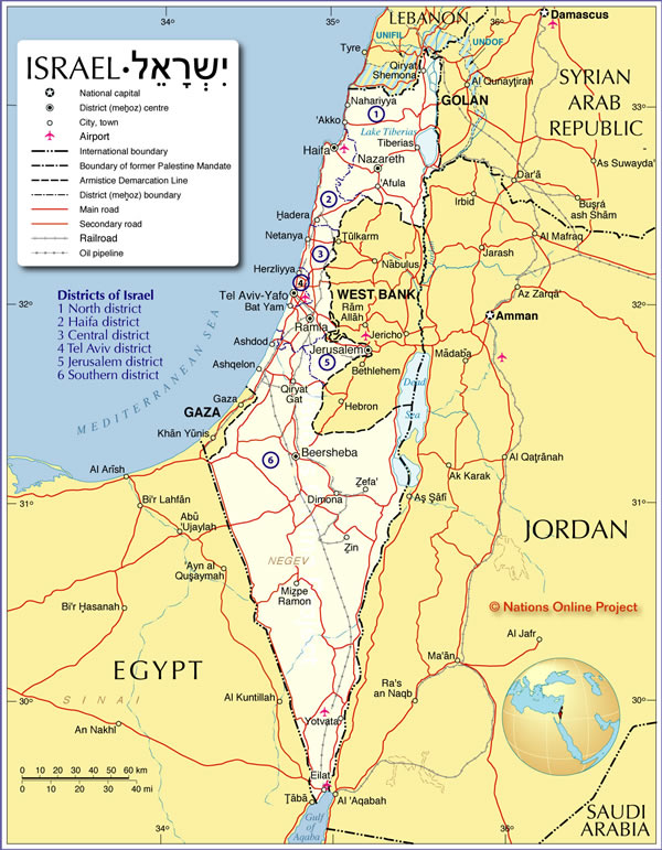 israel map borders
