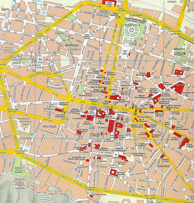 Bologna downtown map