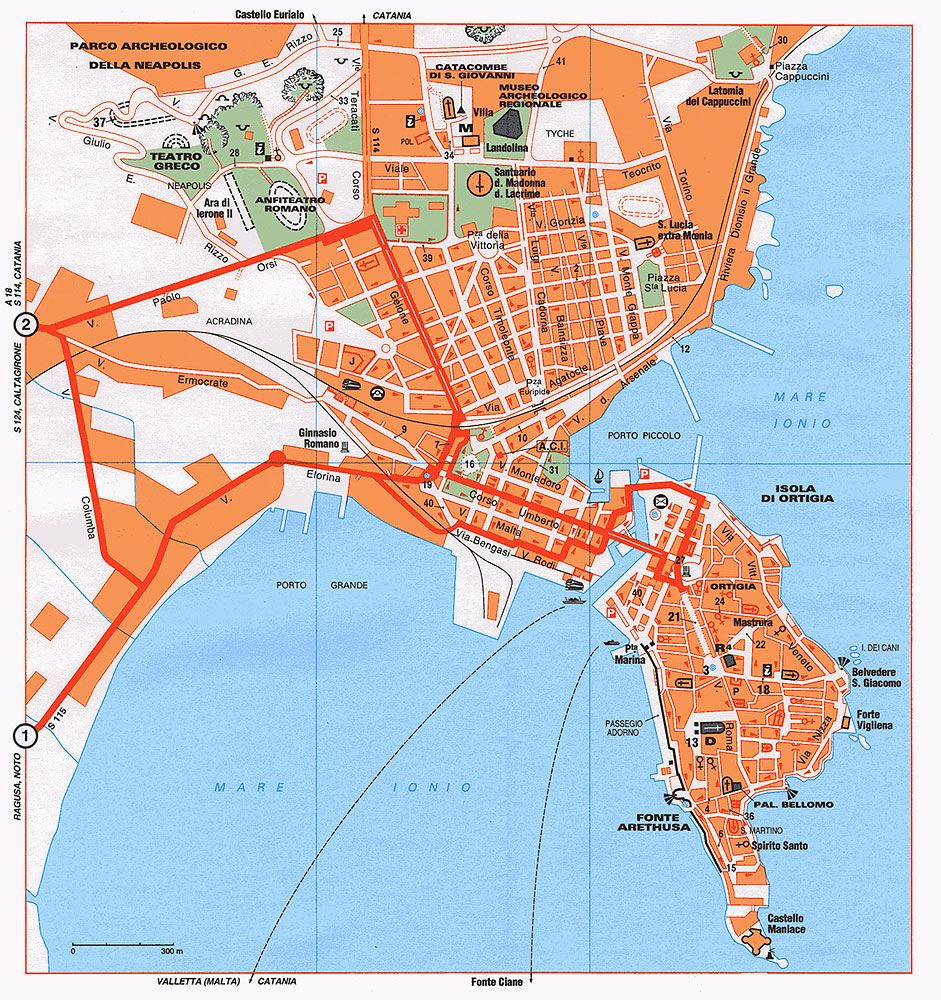 Catania center map