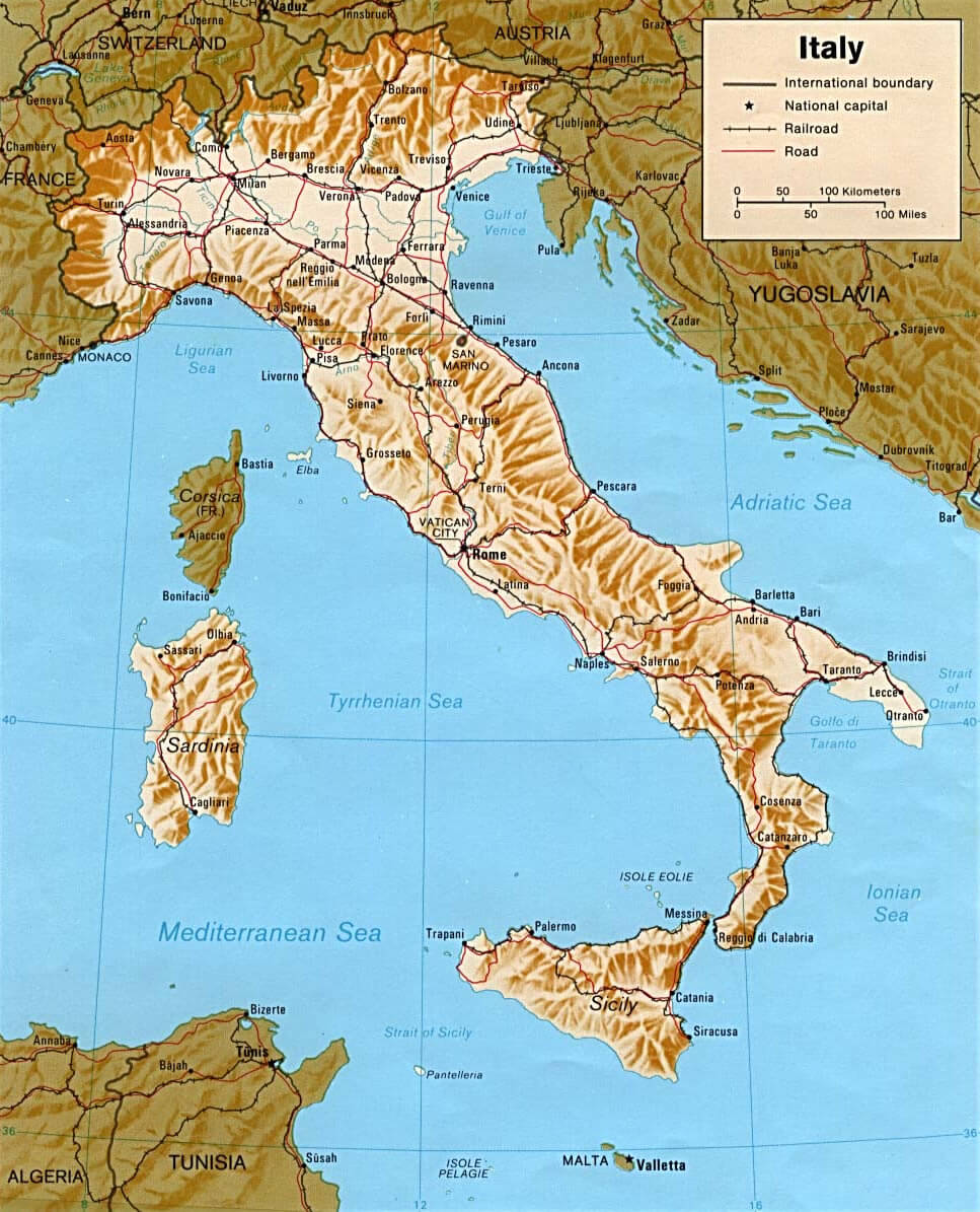 italy physical map