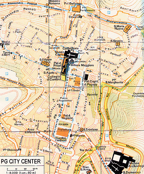 Perugia city center map