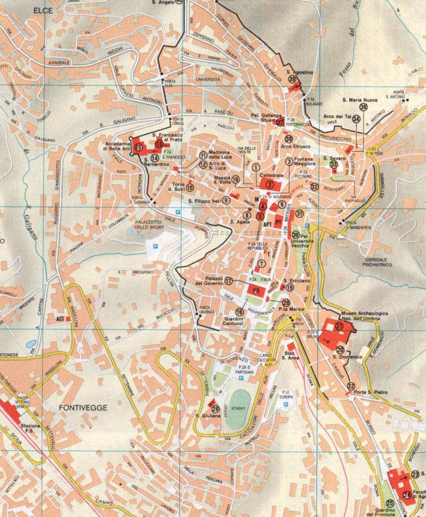 perugia downtown map