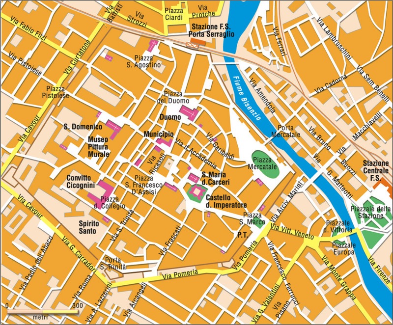 Prato city center map