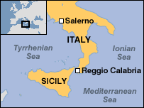 sicily italy Salerno map