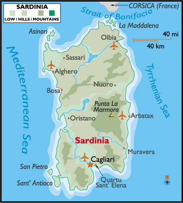 sardinia map Sassari