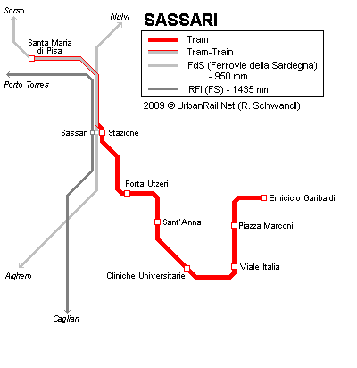 sassari train map