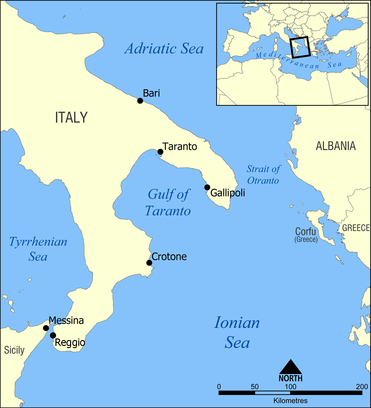 Gulf of Taranto map