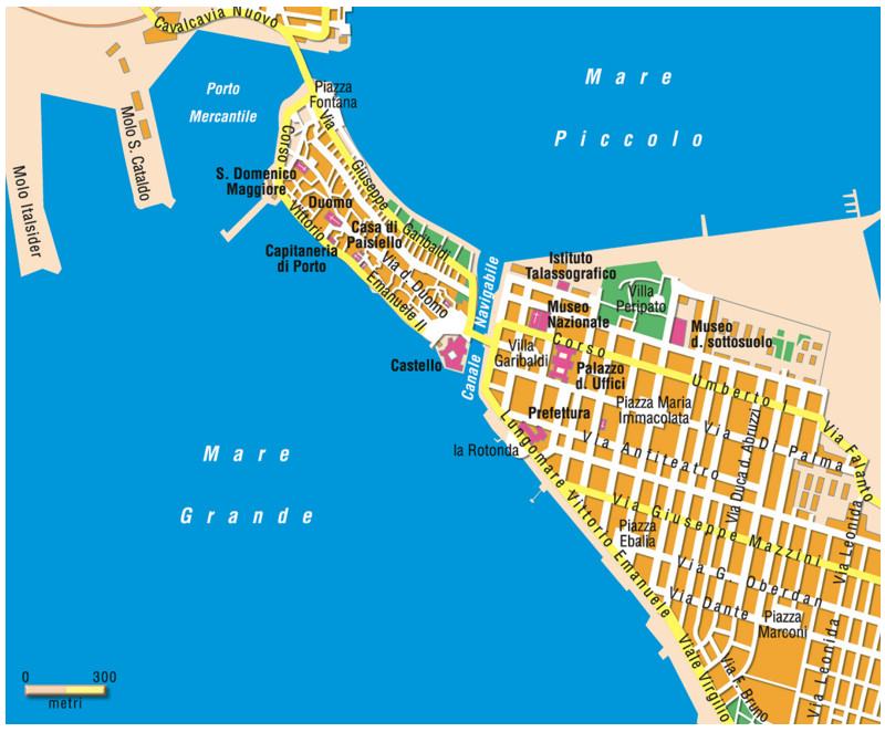 Taranto downtown map