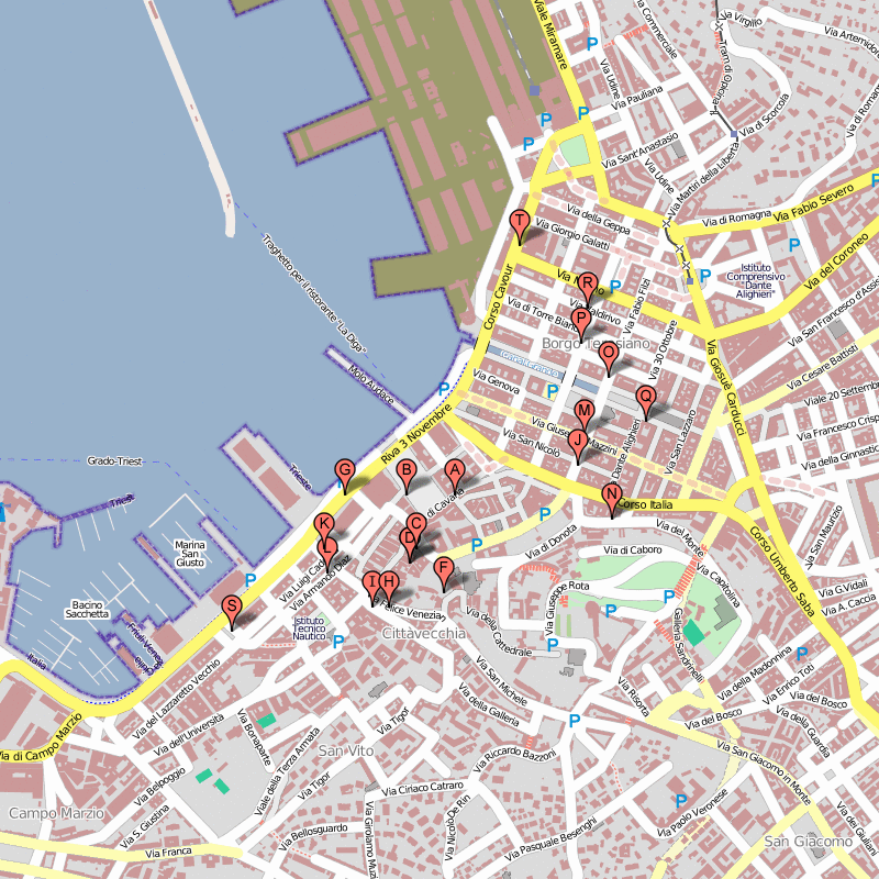 Trieste downtown map