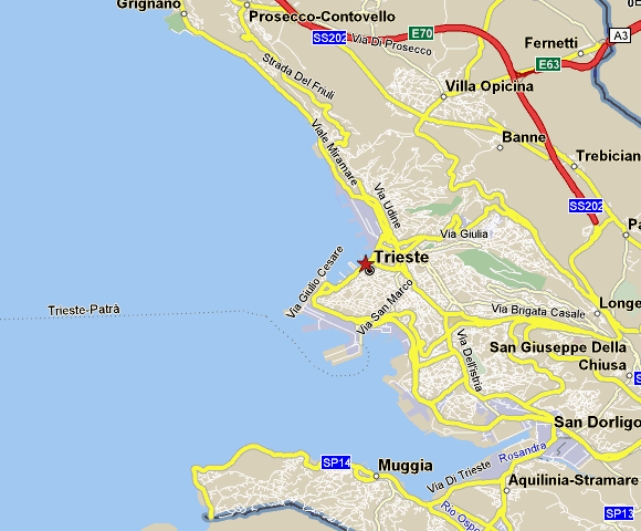 Trieste area map