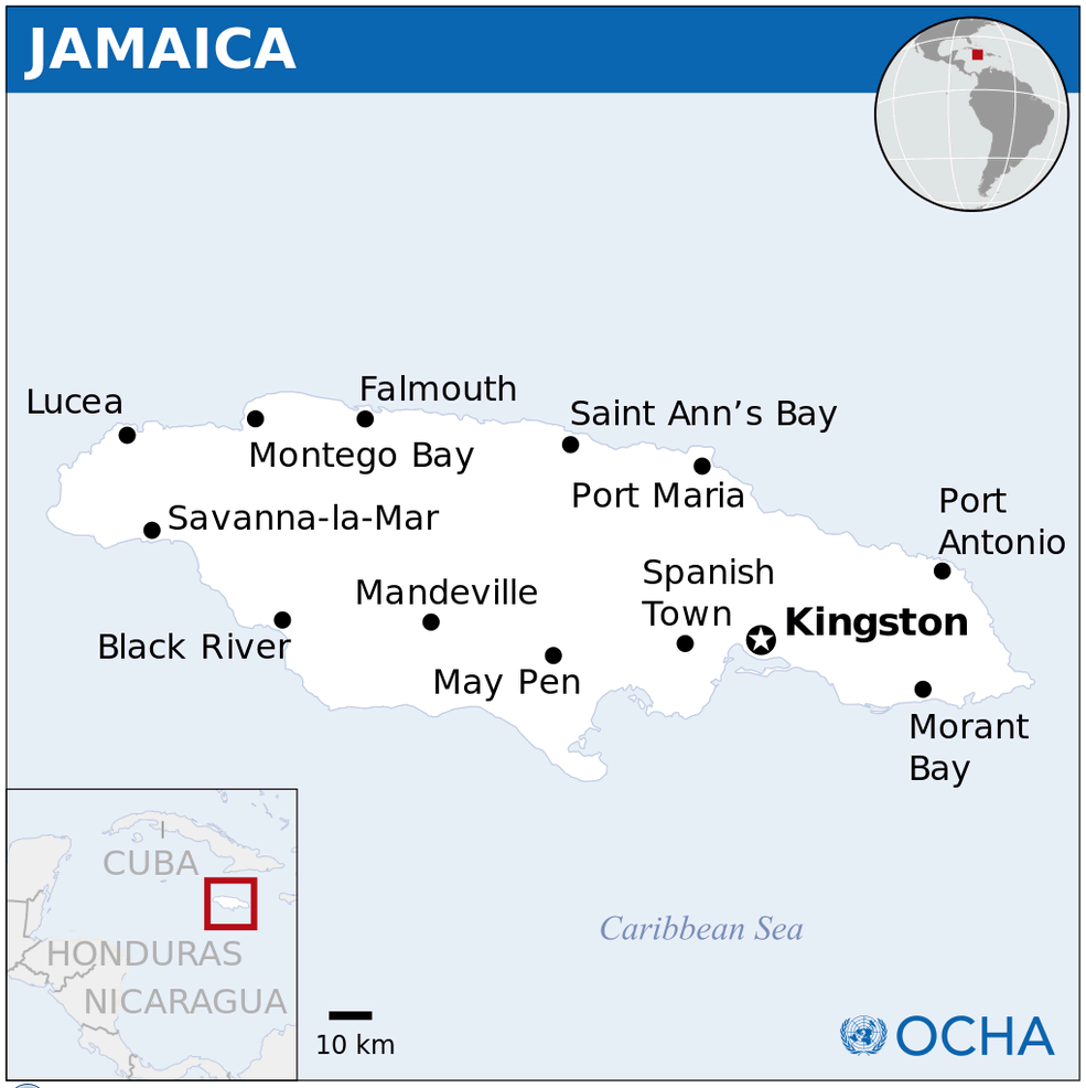 jamaica location map