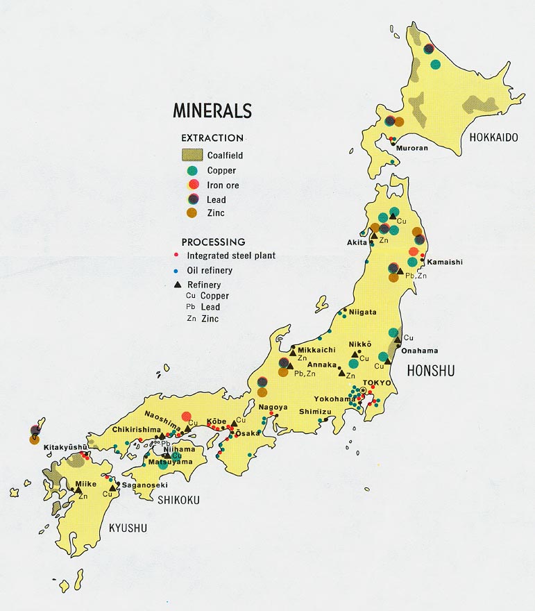 japan mineral map