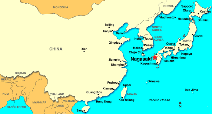 Nagasaki japan map