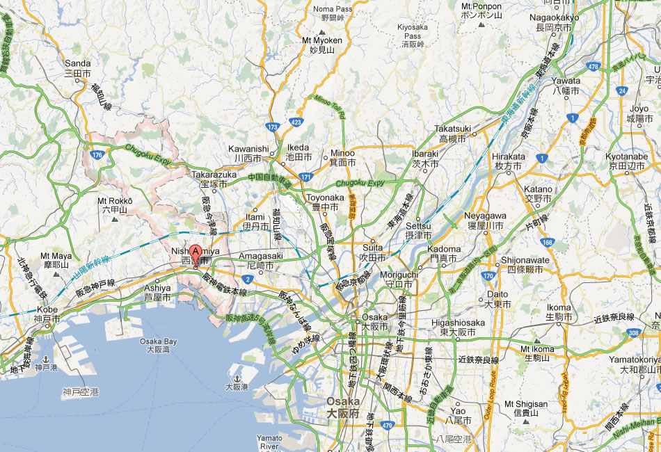map of Nishinomiya