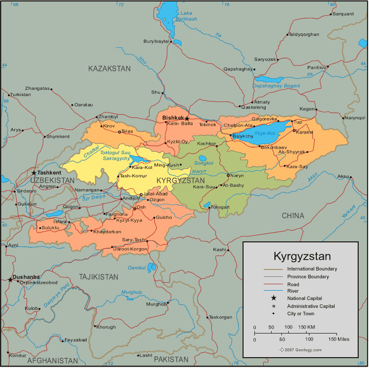 map of Kyrgyzstan